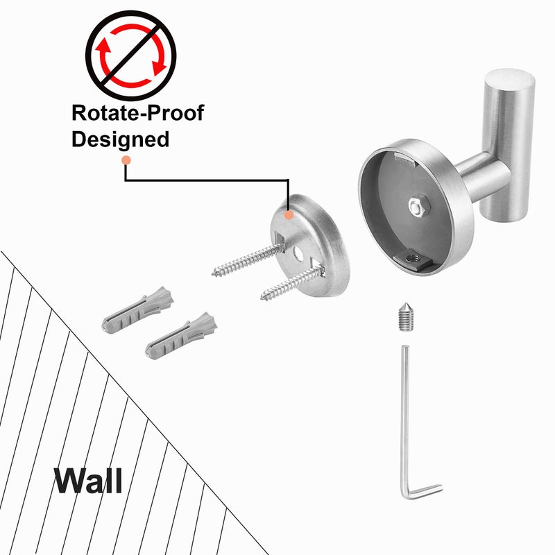 Nolimas Bathroom Towel Hooks SUS 304 Stainless Steel Coat Hook Round Clothes Towel Coat Robe Hook Cabinet Closet Door Sponges Holder for Bath Kitchen Garage Hotel,Wall Mounted, Brushed Nickel, 2Pack - Image 5
